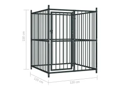 Canil externo para cães gaiola/parque de animais 120 x 120 x 150 cm preto 02_0000461