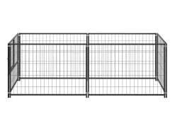 Canil externo para cães gaiola/recinto para parque de animais preto 200 x 100 x 70 cm aço 02_0000508