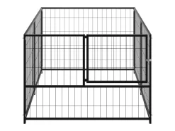 Canil externo para cães gaiola/recinto para parque de animais preto 200 x 100 x 70 cm aço 02_0000508
