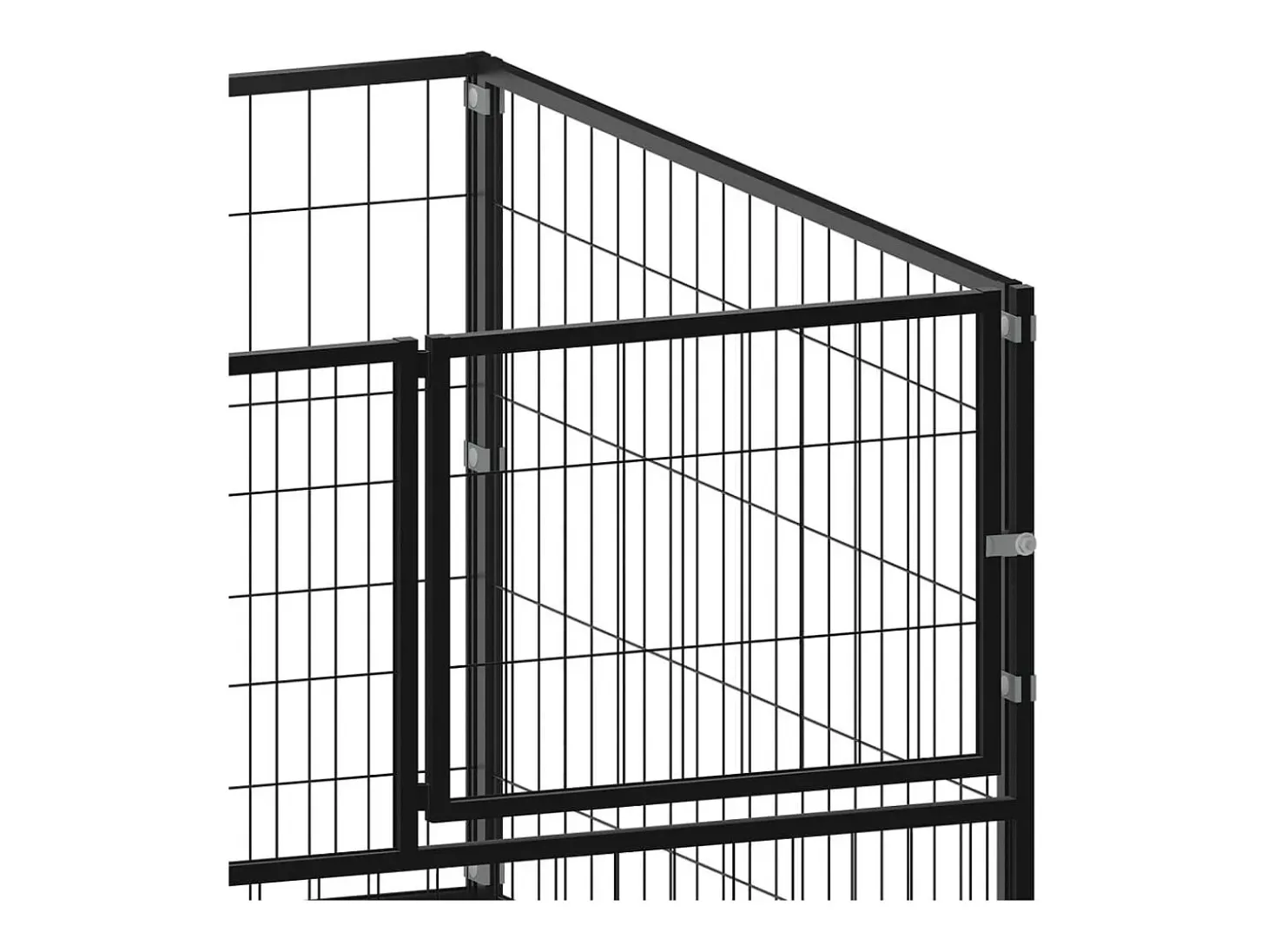 Canil externo para cães gaiola/recinto para parque de animais preto 200 x 100 x 70 cm aço 02_0000508
