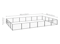 Canil externo para cães gaiola recinto para parque de animais preto 24 m² aço 02_0000512