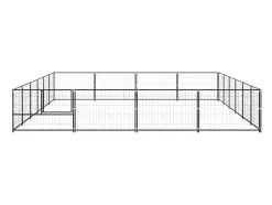 Canil externo para cães gaiola recinto para parque de animais preto 24 m² aço 02_0000512