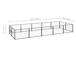 Canil externo para cães gaiola recinto para parque de animais preto 10 m² aço 02_0000485