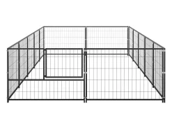 Canil externo para cães gaiola recinto para parque de animais preto 10 m² aço 02_0000485
