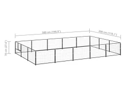 Canil externo para cães gaiola recinto para parque de animais preto 15 m² aço 02_0000496
