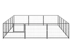 Canil externo para cães gaiola recinto para parque de animais preto 15 m² aço 02_0000496