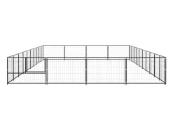 Canil externo para cães gaiola recinto para parque de animais preto 40 m² aço 02_0000534