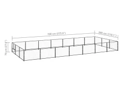 Canil externo para cães gaiola recinto para parque de animais preto 21 m² aço 02_0000509