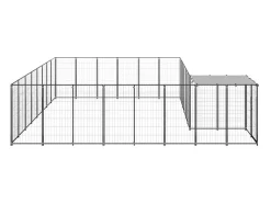 Canil externo para cães gaiola para parque de animais 15,73 m² 110 cm aço preto 02_0000498