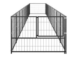 Canil externo para cães gaiola recinto para parque de animais preto 10 m² aço 02_0000484