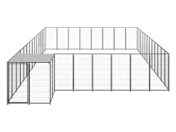 Canil externo para cães gaiola para parque de animais 30,25 m² 110 cm aço preto 02_0000522