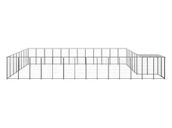 Canil externo para cães gaiola para parque de animais 30,25 m² 110 cm aço preto 02_0000522