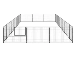 Canil externo para cães gaiola recinto para parque de animais preto 30 m² aço 02_0000520