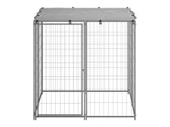 Canil externo para cães gaiola para parque de animais cor prata 110 x 110 x 110 cm aço 02_0000234