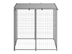 Canil externo para cães gaiola para parque de animais cor prata 110 x 110 x 110 cm aço 02_0000234