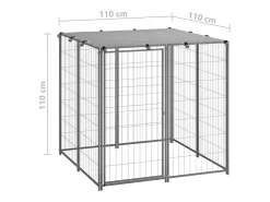 Canil externo para cães gaiola para parque de animais cor prata 110 x 110 x 110 cm aço 02_0000234