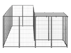 Canil externo para cães gaiola para parque de animais 6,05 m² 110 cm aço preto 02_0000548