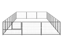 Canil externo para cães gaiola recinto para parque de animais preto 27 m² aço 02_0000517