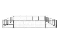 Canil externo para cães gaiola recinto para parque de animais preto 45 m² aço 02_0000537