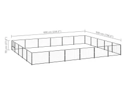 Canil externo para cães gaiola para parque de animais 30 m² aço preto 02_0000521