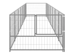 Canil externo para cães gaiola cercado área de recreação prata 7 m² aço 02_0000297