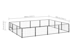 Canil externo para cães gaiola recinto para parque de animais preto 12 m² aço 02_0000492