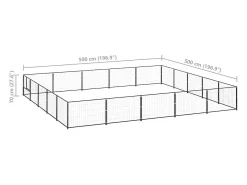 Canil externo para cães gaiola recinto para parque de animais preto 25 m² aço 02_0000513