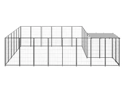 Canil externo para cães gaiola para parque de animais 12,1 m² 110 cm aço preto 02_0000493