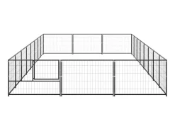 Canil externo para cães gaiola recinto para parque de animais preto 24 m² aço 02_0000511