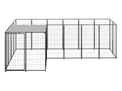 Canil externo para cães gaiola para parque de animais 4,84 m² 110 cm aço preto 02_0000533