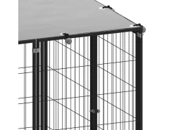 Canil externo para cães gaiola para parque de animais 4,84 m² 110 cm aço preto 02_0000533