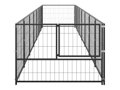 Canil externo para cães gaiola para parque de animais preto 7 m² aço 02_0000552