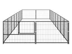 Canil externo para cães gaiola recinto para parque de animais preto 16 m² aço 02_0000499