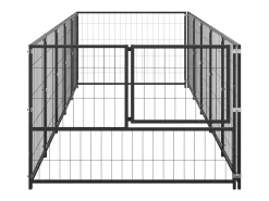 Canil externo para cães gaiola para parque de animais preto 5 m² aço 02_0000540