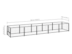 Canil externo para cães gaiola para parque de animais preto 5 m² aço 02_0000540