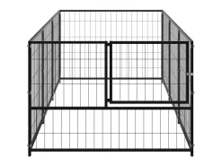 Canil externo para cães gaiola para parque de animais preto 3 m² aço 02_0000519