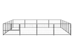 Canil externo para cães gaiola recinto para parque de animais preto 20 m² aço 02_0000506