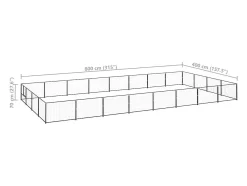Canil externo para cães gaiola recinto para parque de animais preto 32 m² aço 02_0000524