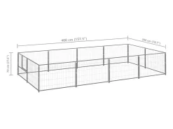 Canil externo para cães gaiola cercado área de recreação prata 8 m² aço 02_0000302