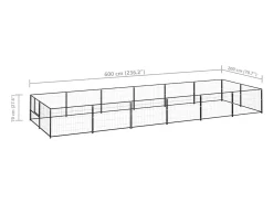 Canil externo para cães gaiola para parque de animais preto 12 m² aço 02_0000491