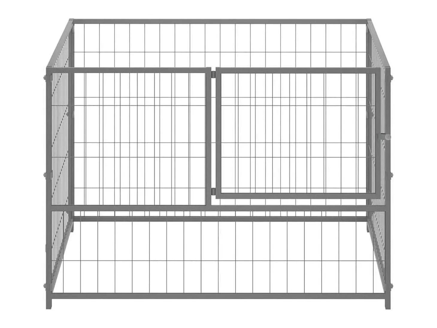 Canil externo para cães gaiola para parque de animais cor prata 100 x 100 x 70 cm aço 02_0000233