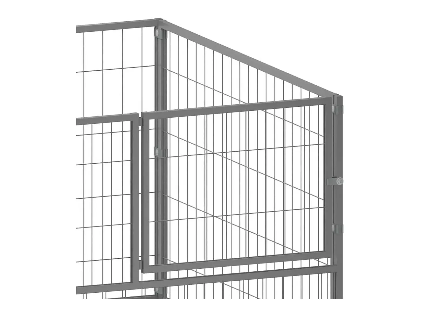 Canil externo para cães gaiola para parque de animais cor prata 100 x 100 x 70 cm aço 02_0000233