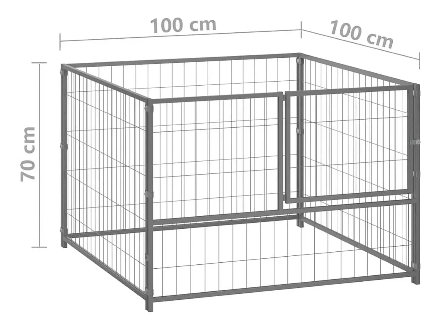 Canil externo para cães gaiola para parque de animais cor prata 100 x 100 x 70 cm aço 02_0000233