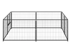 Canil externo para cães gaiola para parque de animais preto 4 m² aço 02_0000531
