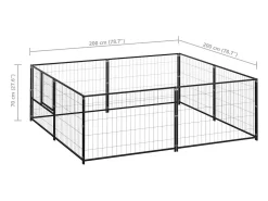 Canil externo para cães gaiola para parque de animais preto 4 m² aço 02_0000531
