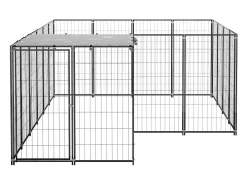 Canil externo para cães parque de animais 6,05 m² aço preto 02_0000547