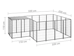 Canil externo para cães parque de animais 6,05 m² aço preto 02_0000547