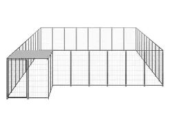 Canil externo para cães parque de animais 25,41 m² aço preto 02_0000514