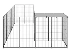 Canil externo para cães parque de animais 7,26 m² aço preto 02_0000553