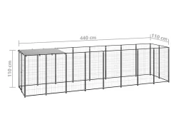 Canil externo para cães parque de animais 4,84 m² aço preto 02_0000532